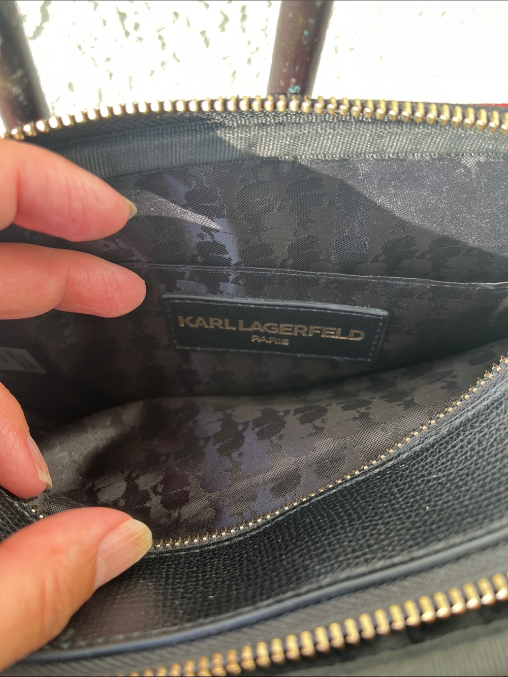 Karl Lagerfeld Black Crossbody with Pink Trim and Cat Motif - Picture 5 of 7